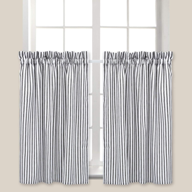 Black and White Ticking Stripe Cafe Curtain Panels