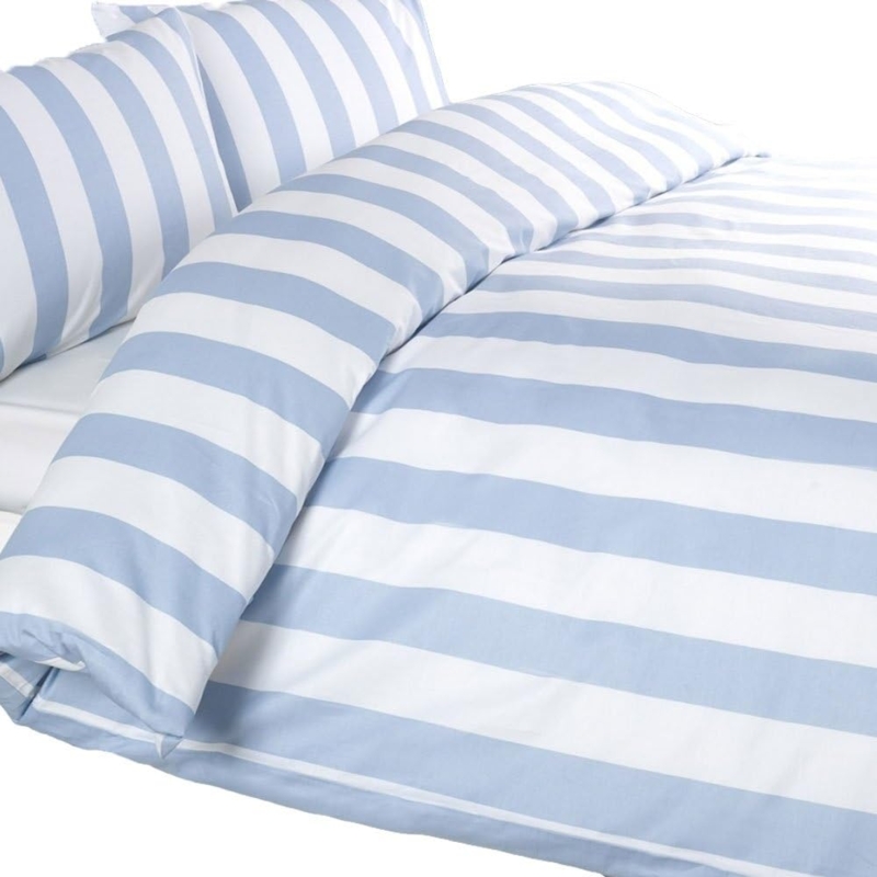 Blue and White Striped Duvet Cover Set