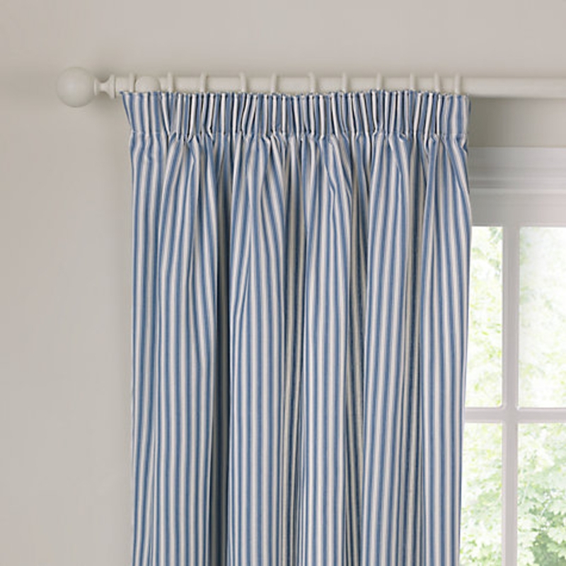 Blue and White Ticking Stripe Curtains for Classic Decor