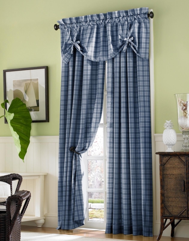 Blue Plaid Country Curtains with Valances