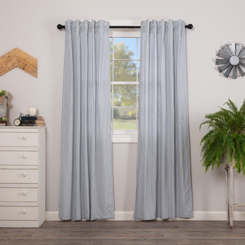 Blue Ticking Stripe Curtains for Modern Farmhouse
