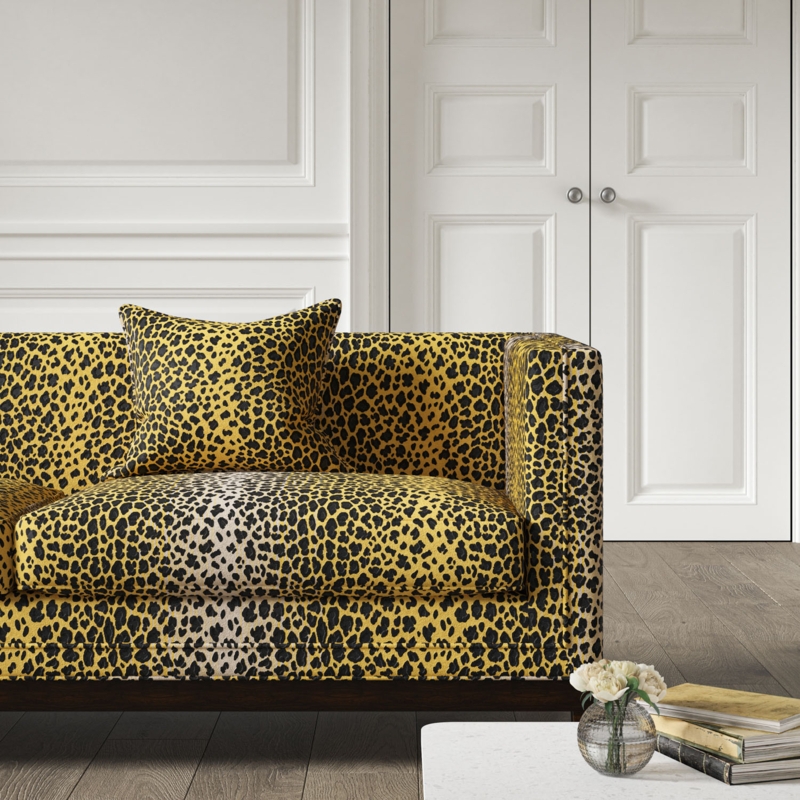 Bold Leopard Print Sofa in Elegant Modern Living Room