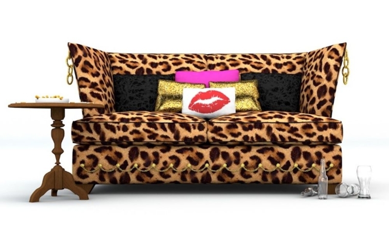 Bold Leopard Print Sofa with Vibrant Decorative Pillows