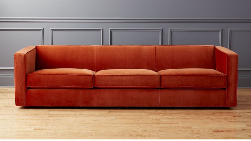 Bold Orange Velvet Sofa for Modern Living Rooms