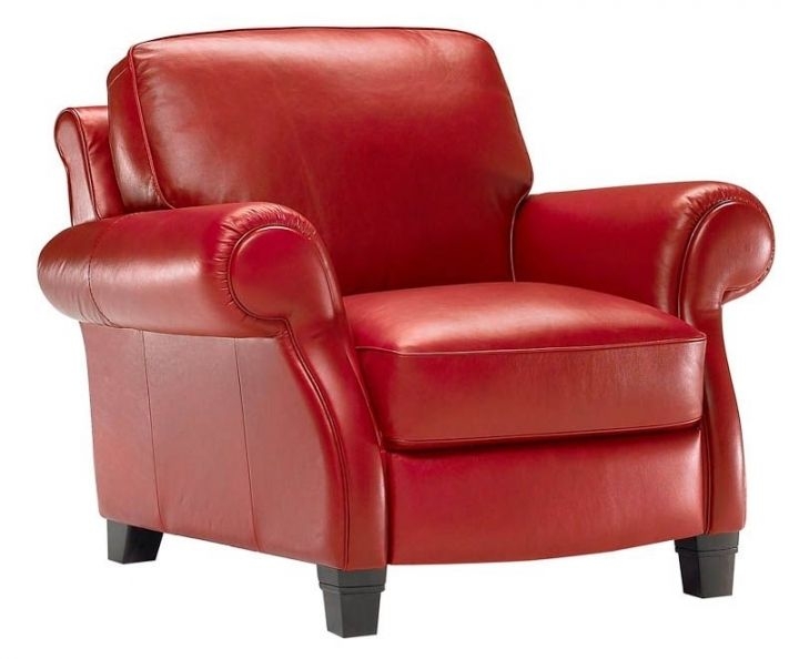 Bold Red Leather Armchair with Classic Design