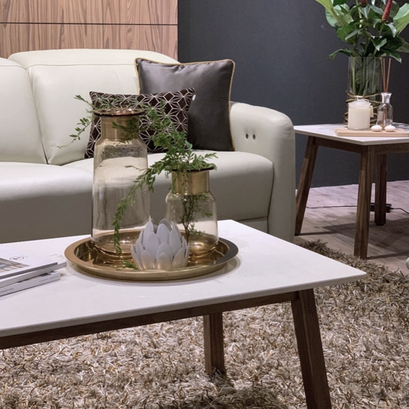 Bolda Quartz Coffee Table with Modern Decor
