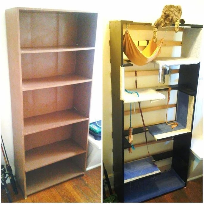 Bookcase Cat Tower | Diy cat tree, Cat furniture diy, Cat house diy