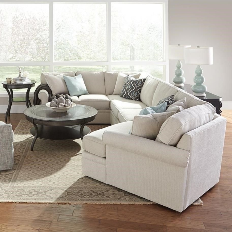 Brentwood Transitional Cream Sectional Sofa with Accent Pillows