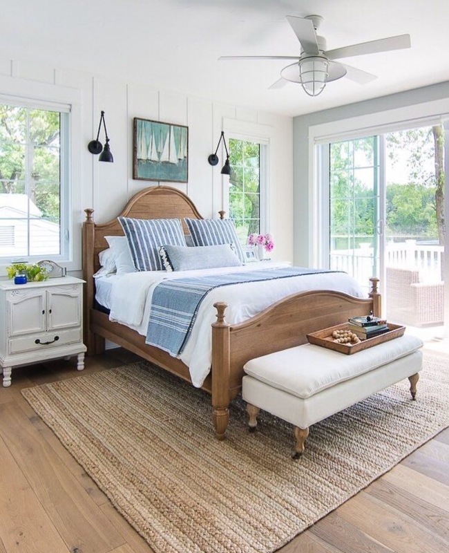 Bright Coastal Bedroom with Natural Wood Furniture