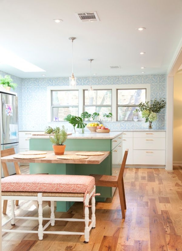 Bright Custom Kitchen Island with Dining Table