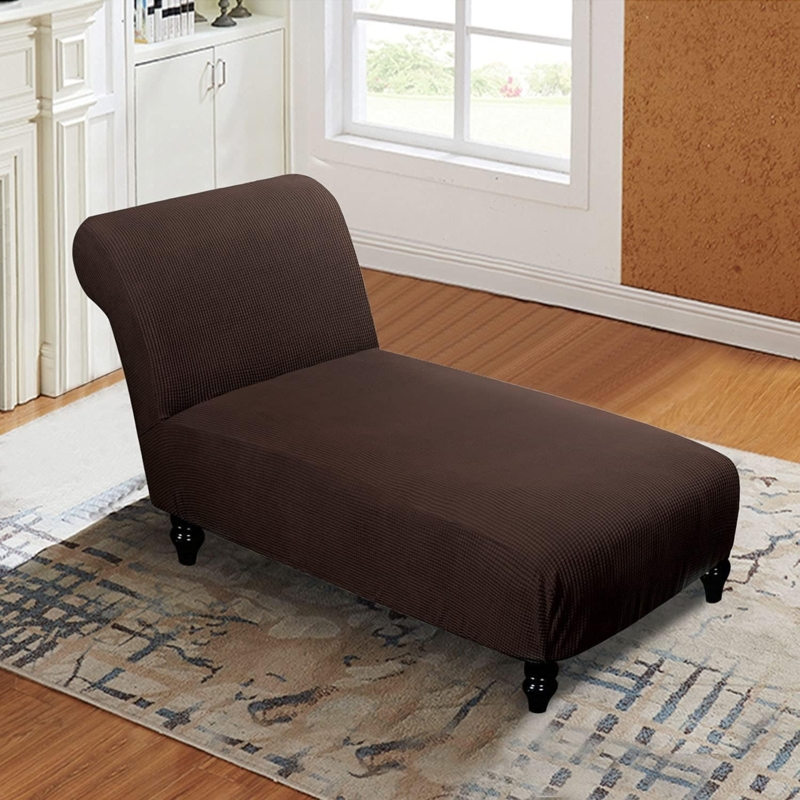 Brown Stretch Armless Chaise Lounge Slipcover