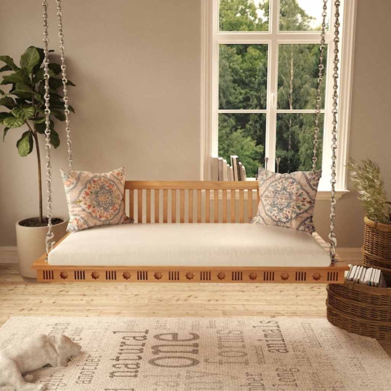 Buy Hasthshilpa Handcrafted Traditional Indian Swing in Natural Finish ...