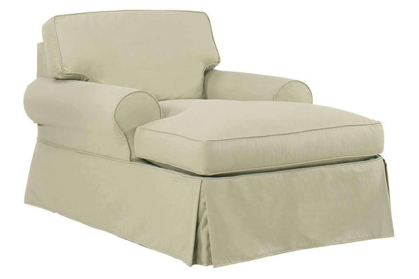 Camden Beige Slipcover Two-Arm Chaise Lounge