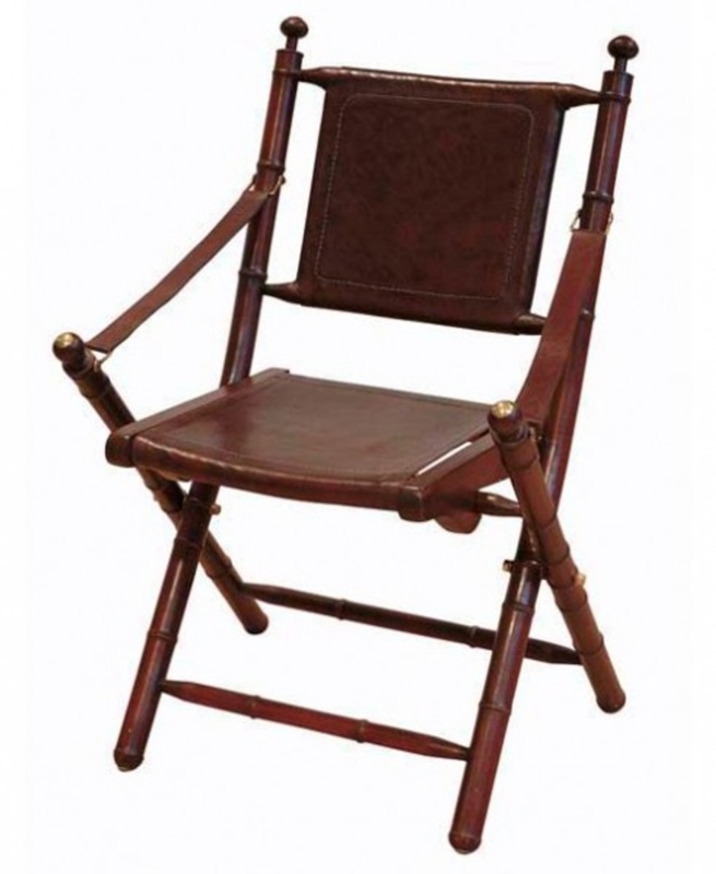 Casa Padrino luxury leather folding chair Leather - Vintage Art Deco ...