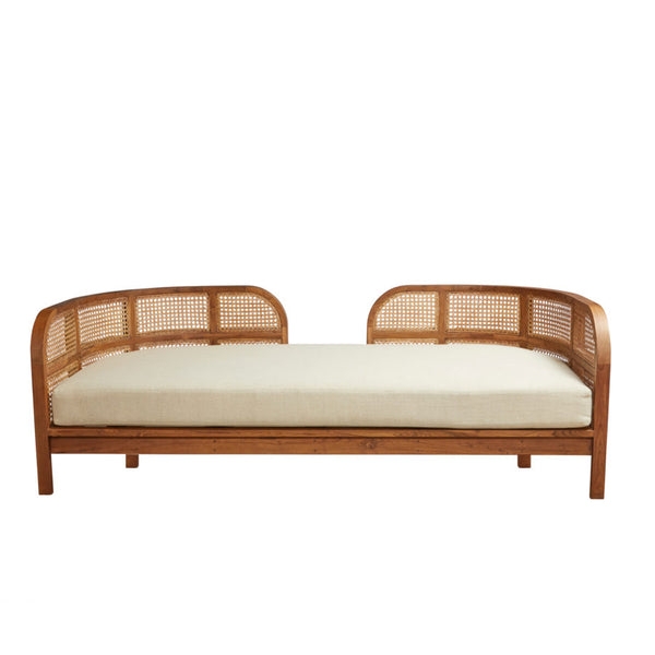 Cebu Woven Cane Daybed with Neutral Cushion