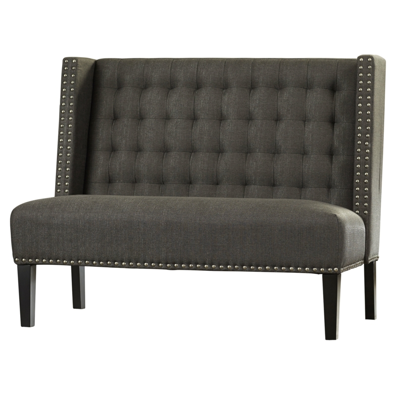Charcoal Upholstered Tufted Banquette Bench
