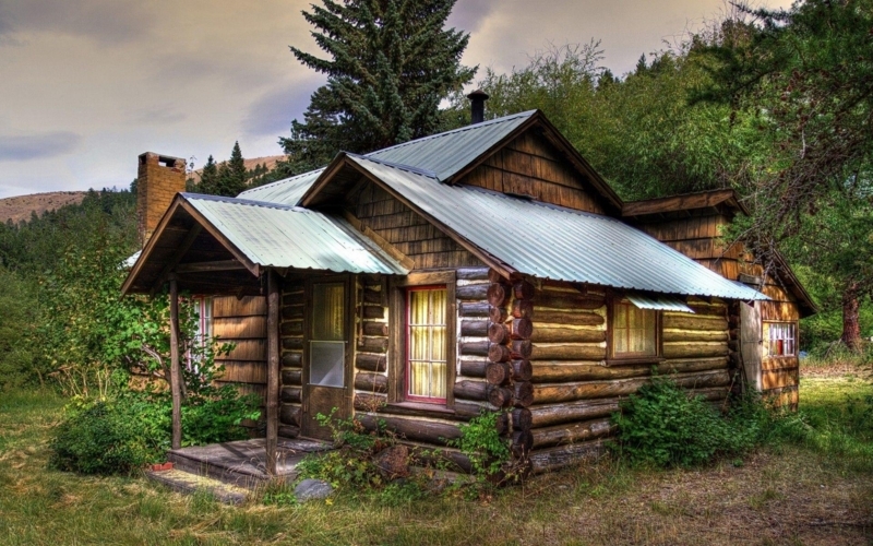Charming Rustic Cabin Exterior with Log Walls