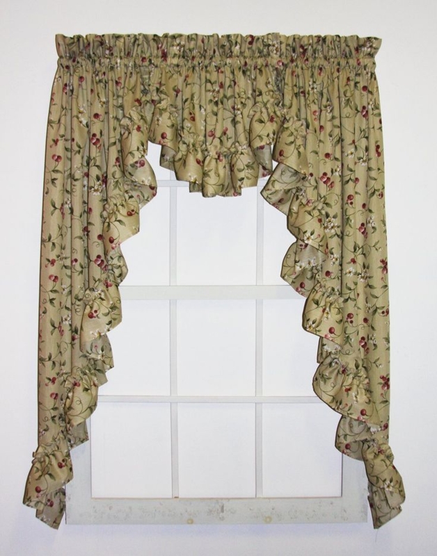 Cherry Blossoms Country Print Ruffled Window Valance