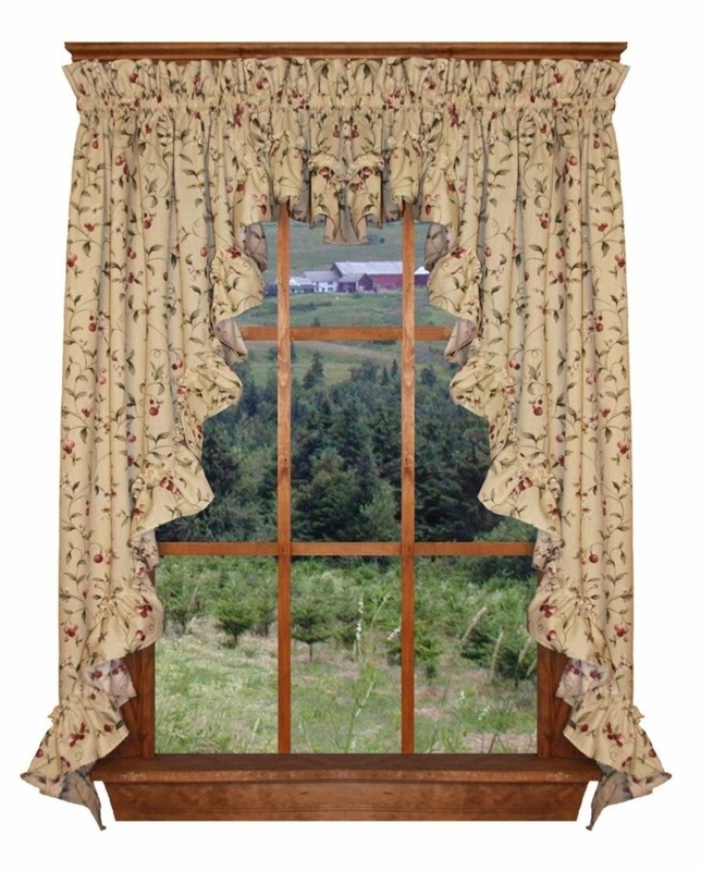 Cherry Blossoms Country Print Ruffled Window Valance