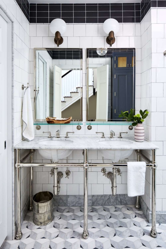 Chic Art Deco Bathroom with Geometric Tiles