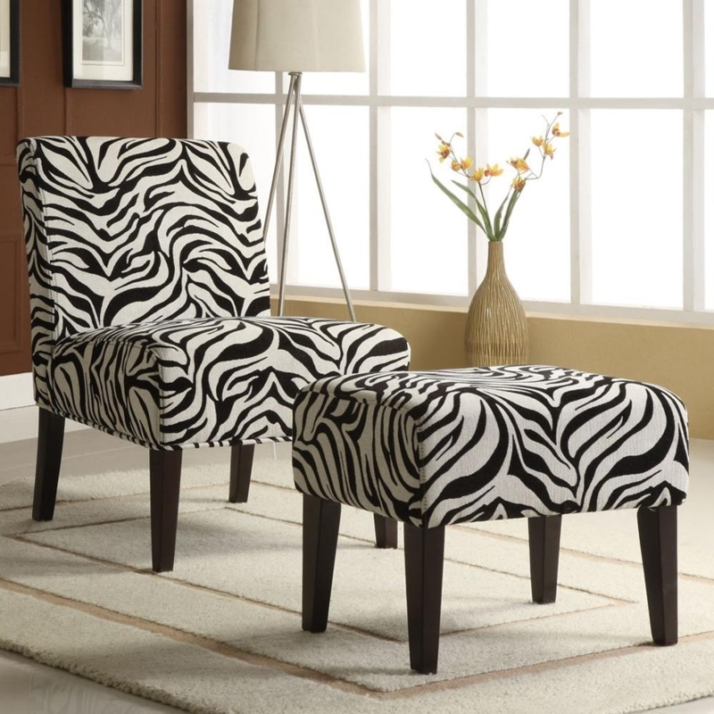 Chic Zebra Print Lounge Chair and Ottoman Set