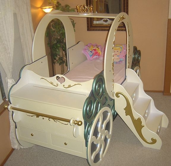 Children's Cinderella Carriage Themed Bed with Steps