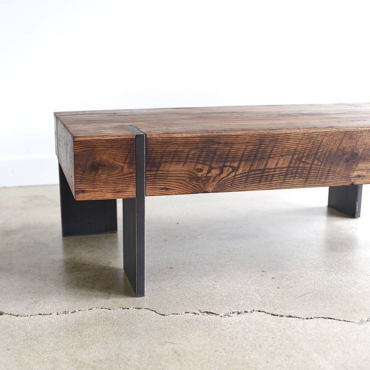Chunky Reclaimed Wood Coffee Table with Metal Legs