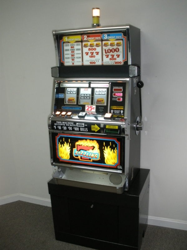 Classic Black Slot Machine with Lockable Stand