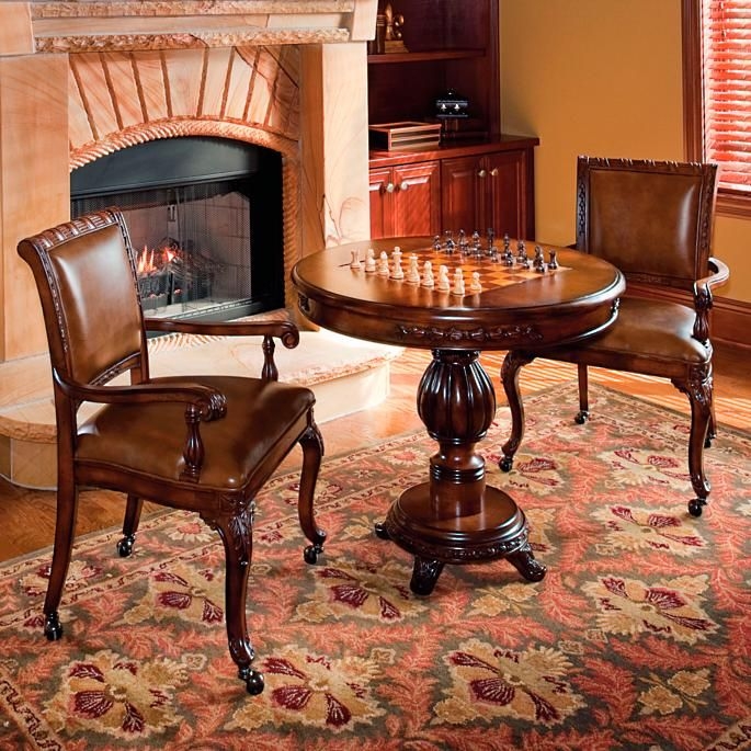 Classic Leather Chairs with Wooden Windsor Game Table