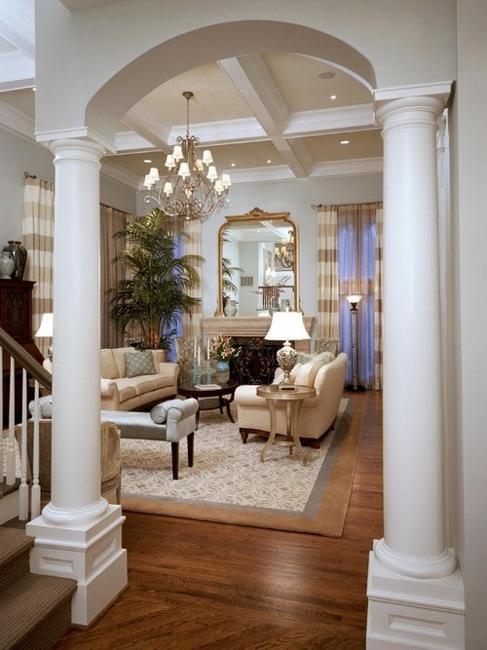 Classic Living Room with Elegant White Columns