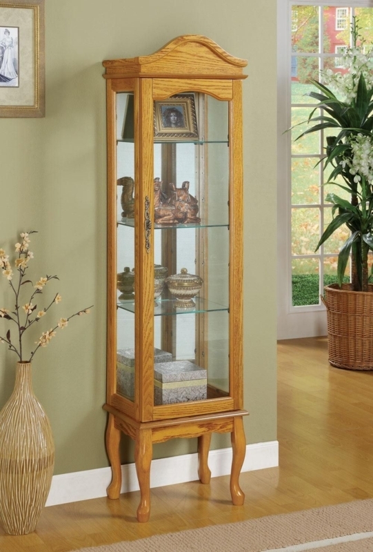 Classic Oak Curio Cabinet with Glass Shelves