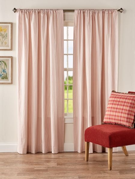 Classic Ticking Stripe Curtain Panels with Tiebacks