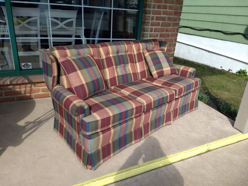 Classic Traditional Plaid Upholstered Sofa