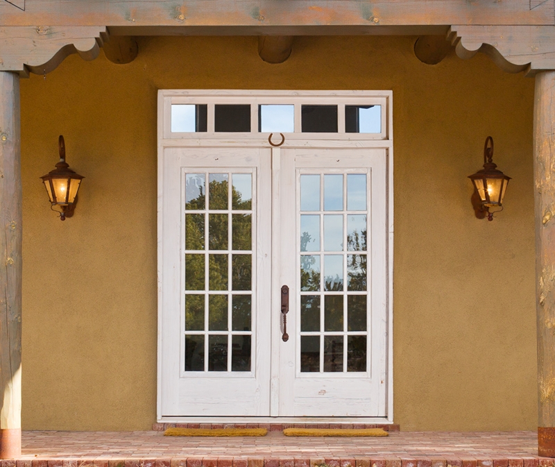 Classic White French Door with Transom Window