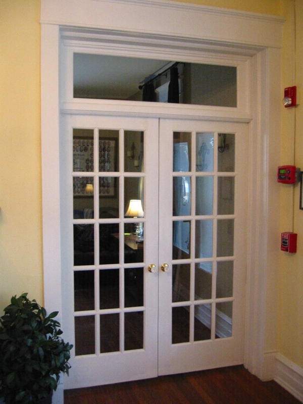 Classic White French Doors with Transom Window