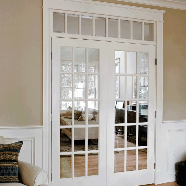 Classic White Interior French Doors with Glass Panels