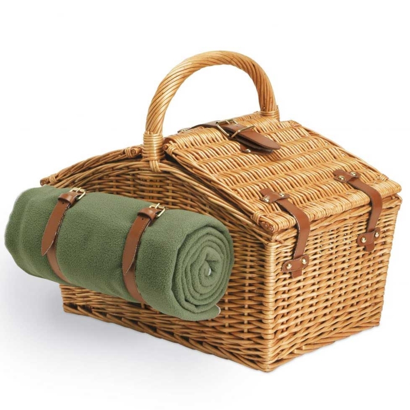 Classic Wicker Picnic Basket with Blanket Set