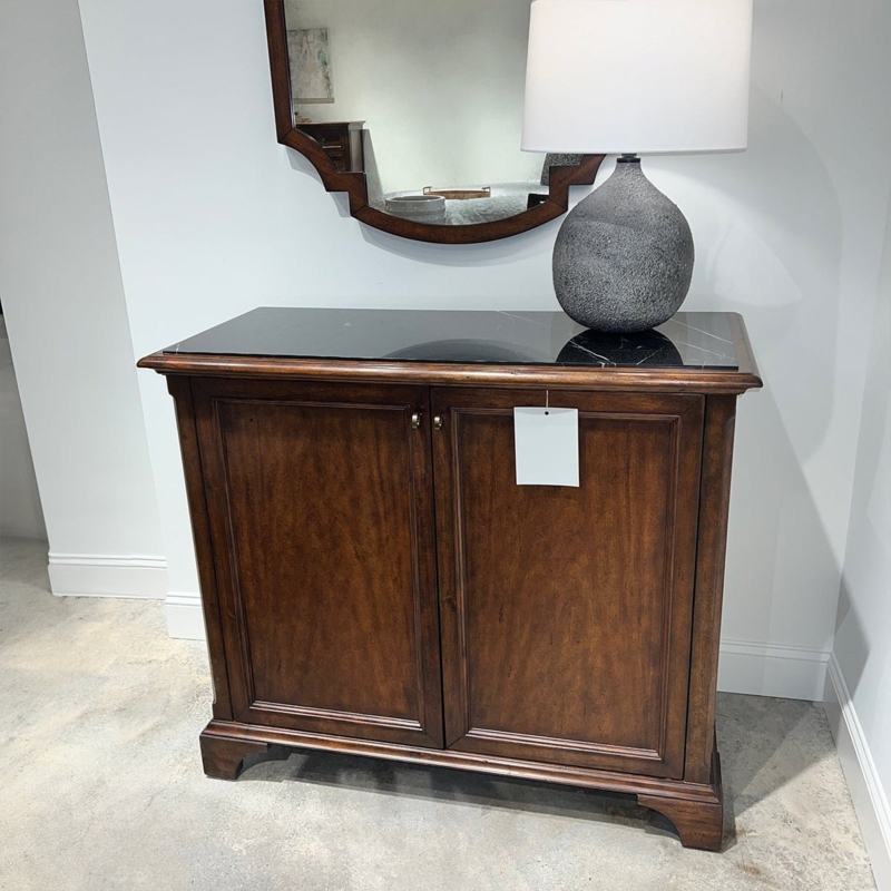 Classic Wooden Bar Cabinet with Black Marble Top