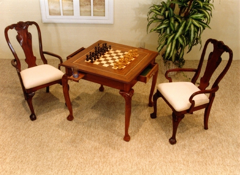 Classic Wooden Chess Table with Elegant Chairs
