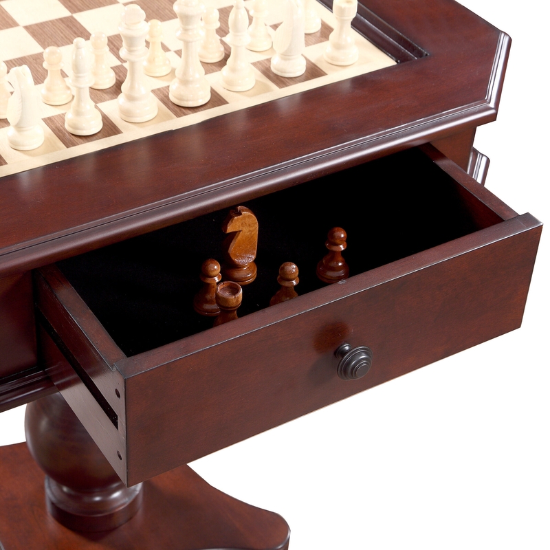 Classic Wooden Chess Table with Storage Drawer