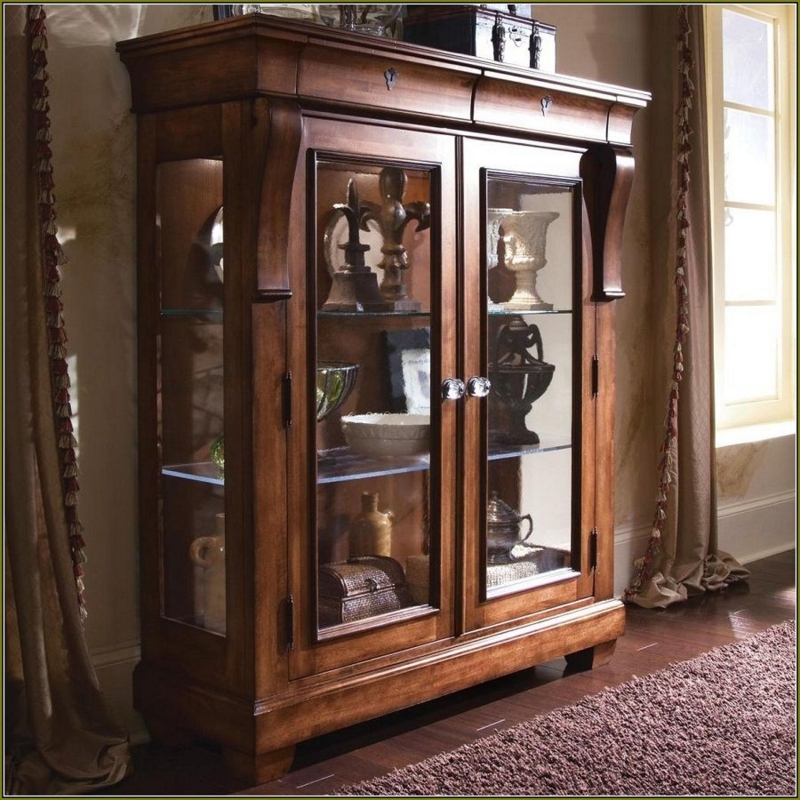 Classic Wooden Display Cabinet with Glass Doors
