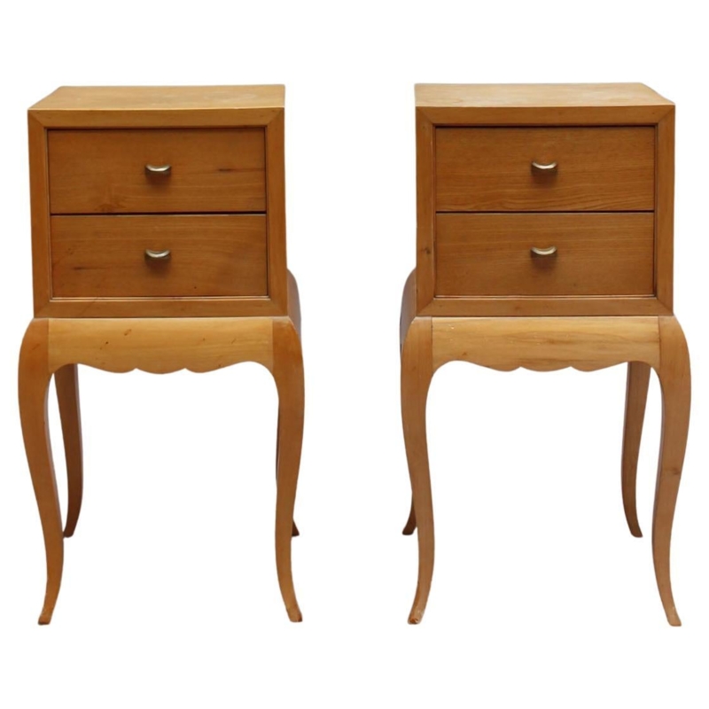 Classic Wooden Side Tables with Elegant Curved Legs