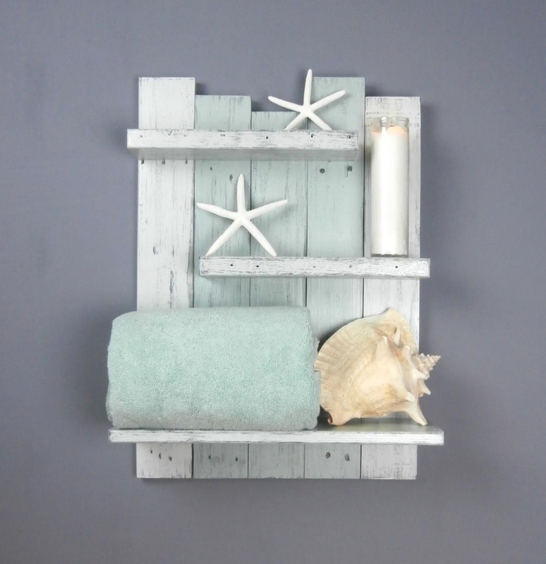 Coastal Bathroom Shelving with Starfish Decor
