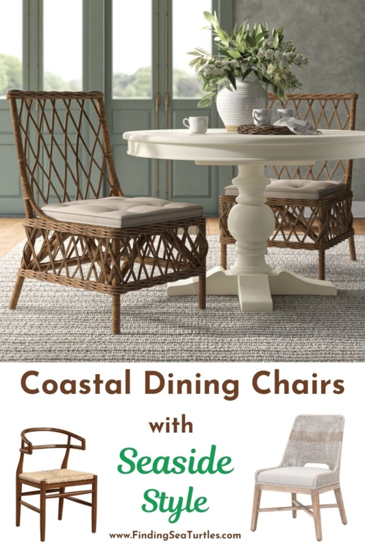 Coastal Dining Chairs with Natural Wicker Design