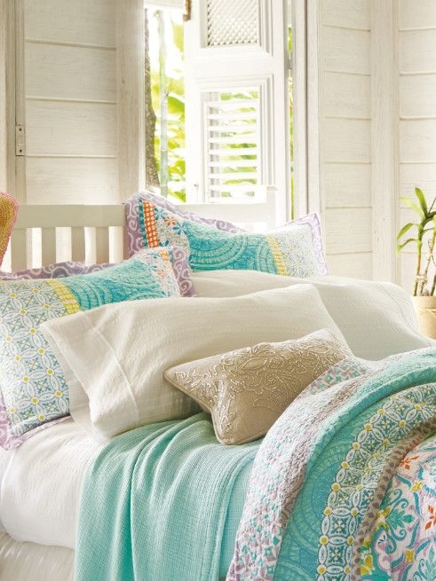 Coastal Inspired Positano Quilt with Soft Bedding