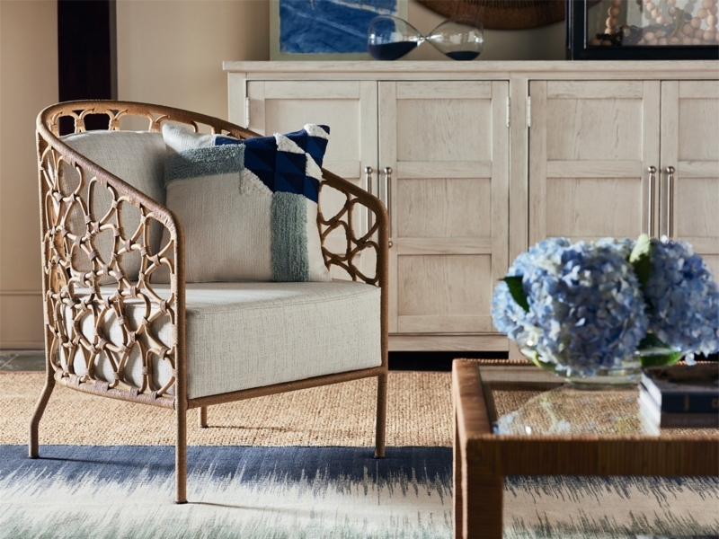 Coastal Living Chair with Textured Accent Pillow