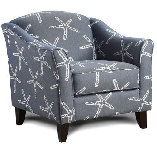Coastal Starfish Pattern Upholstered Accent Chair