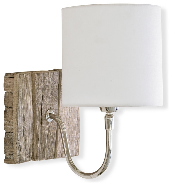 Coastal Style Weathered Wood Bent Arm Wall Sconce