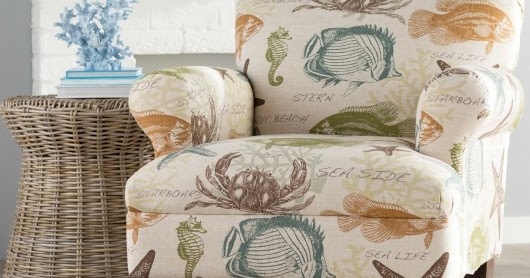 Coastal Upholstered Chairs with Nautical Beach Fabrics