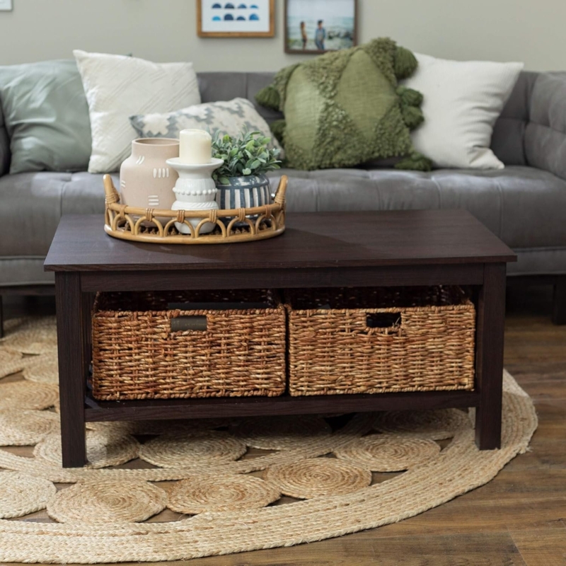 Coffee Table With Wicker Storage Baskets at Doris Whitfield blog